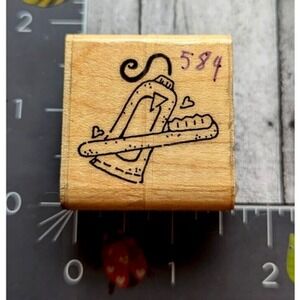 JRL Design Toothbrush and Toothpaste Heart Rubber Stamp Wood #F39